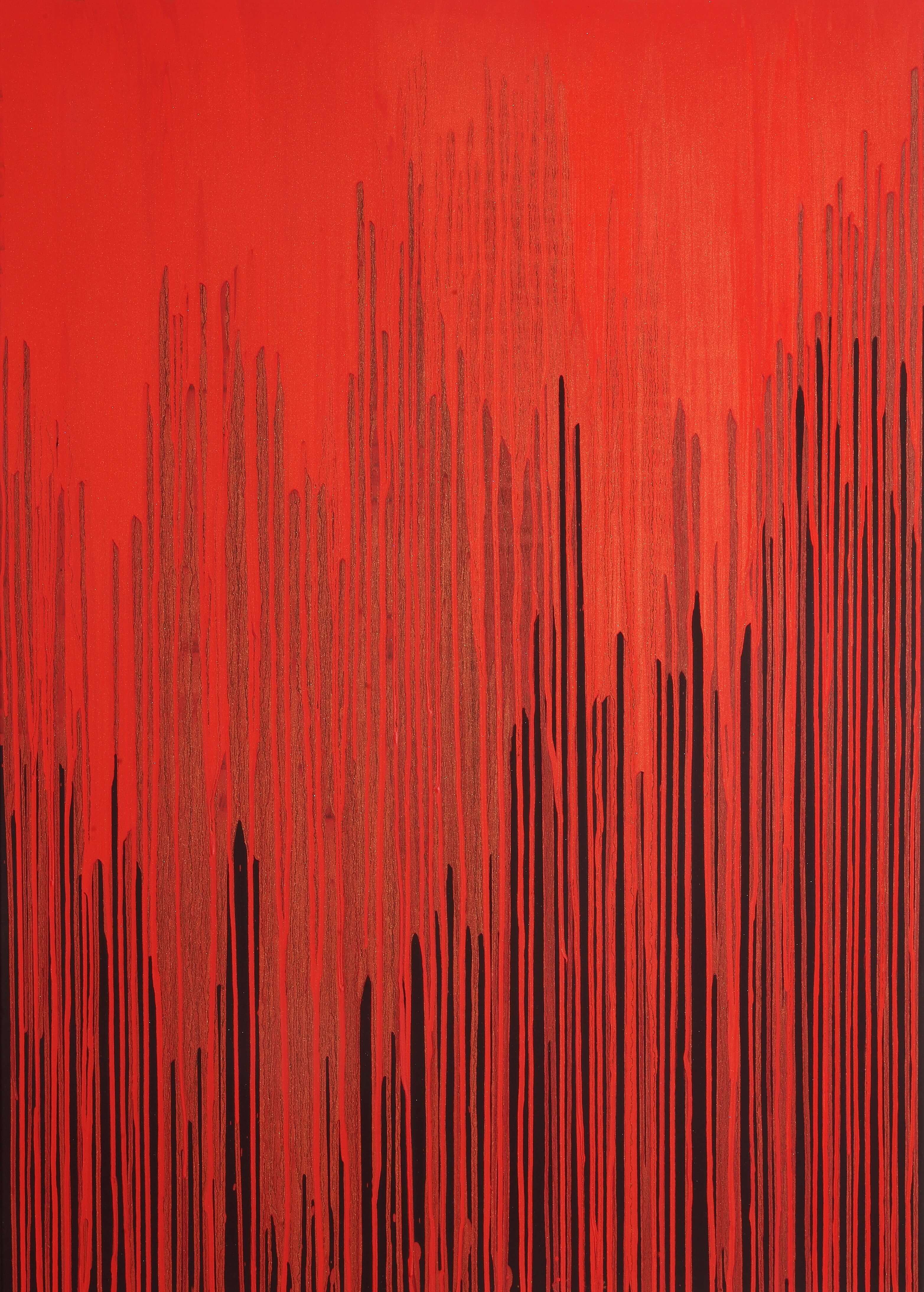 Joanna Borkowska Frequencies Red 2013 oil and gold pigment on cancas 100 x 140 cm